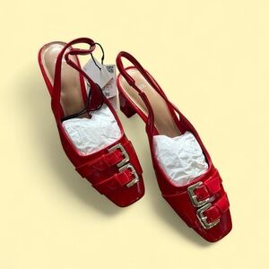 Elegant Red Slingback Heels